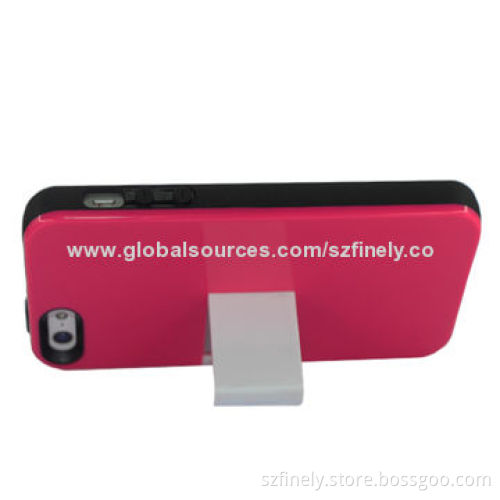 Hard Cases for iPhone 5/5S, PC + TPE Materials, Double Injection with Black Camera Ring